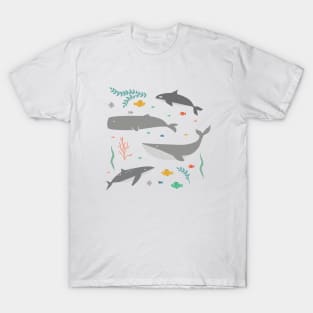 Whales in the Ocean Pattern T-Shirt